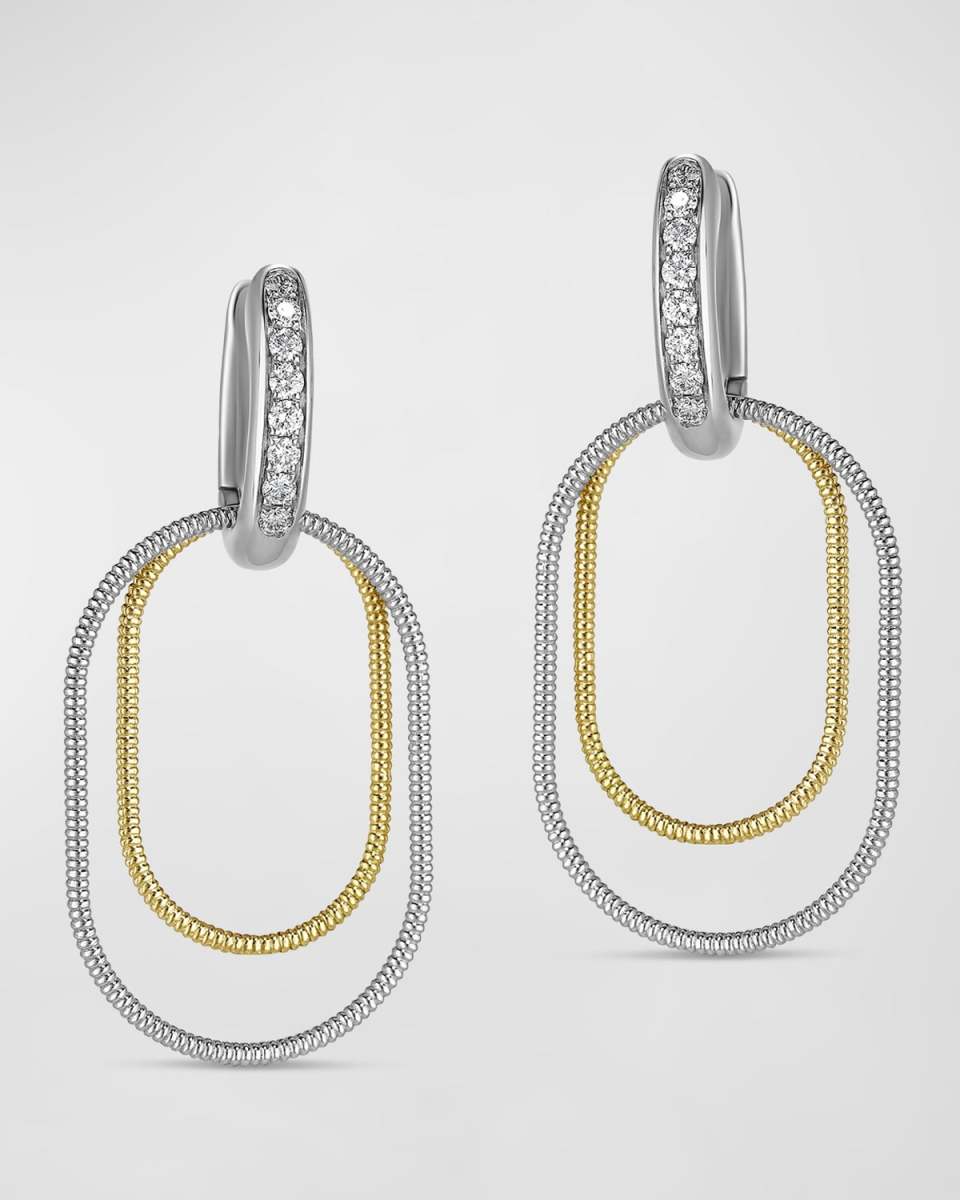 Sabbia D'Oro 18K Yellow and White Gold Diamond Dangle Earrings