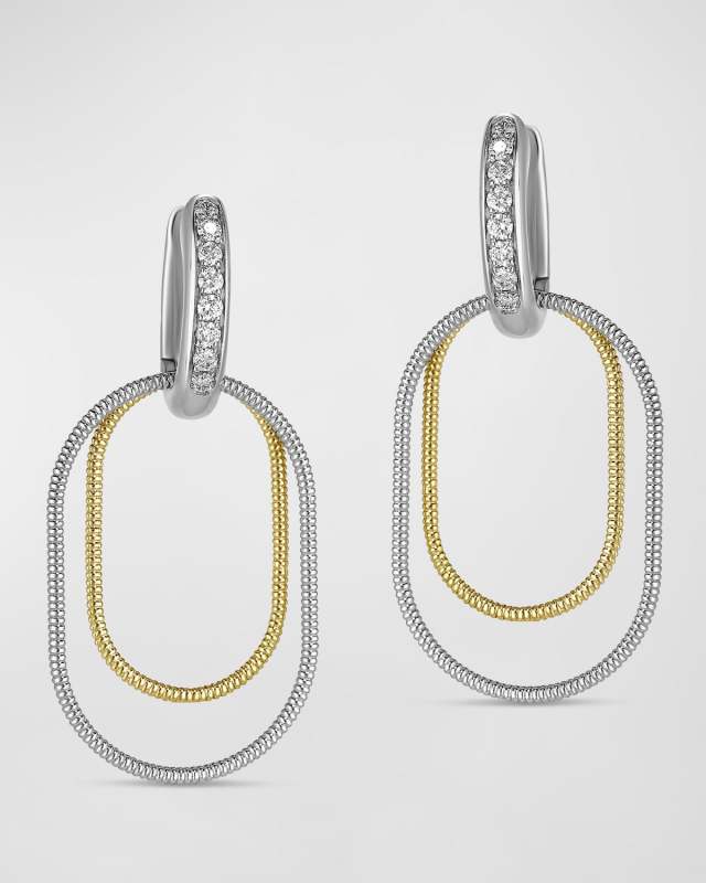 Sabbia D'Oro 18K Yellow and White Gold Diamond Dangle Earrings