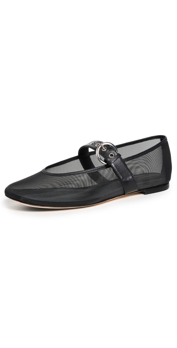 Reformation Bethany Ballet Flats Black Mesh