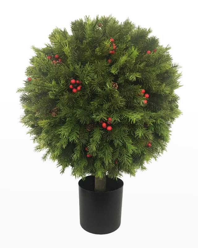 Pine Berry Ball Topiary in Pot