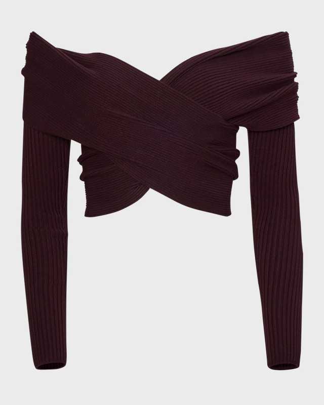 Virginie Cropped Off-Shoulder Sweat