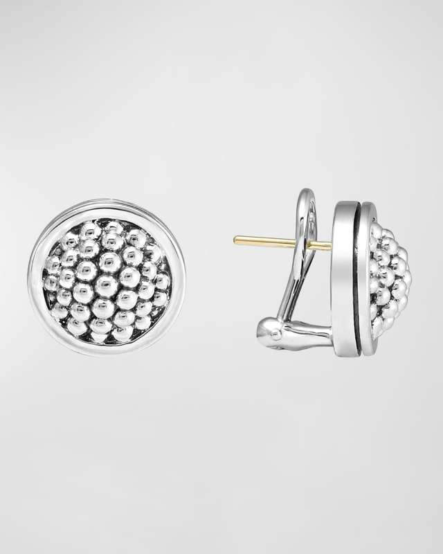 15mm Caviar Bezel Button Earrings