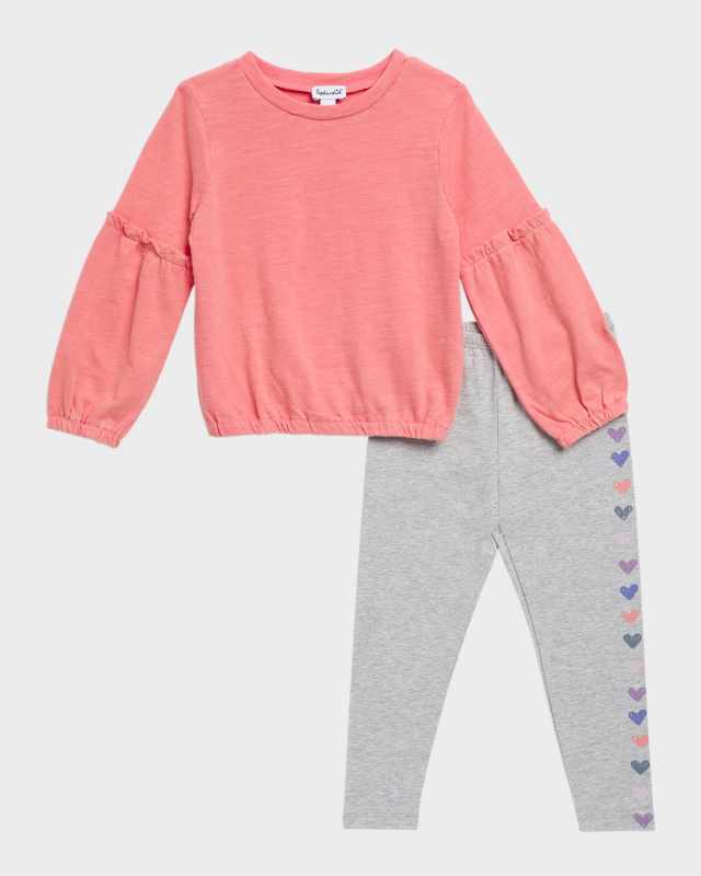 Girl's Rainbow Heart Sweater & Leggings Set, Size 2-6
