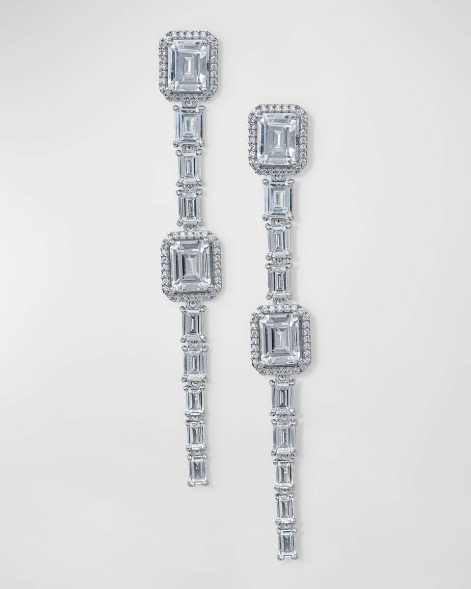 Emerald-Cut Pave Cubic Zirconia Dramatic Swing Earrings