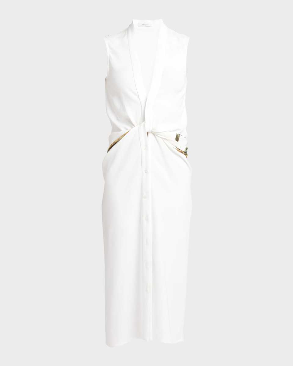 Twisted Belt Sleeveless Midi Dress