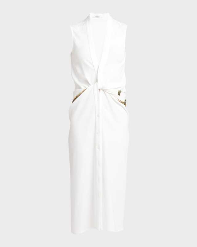 Twisted Belt Sleeveless Midi Dress