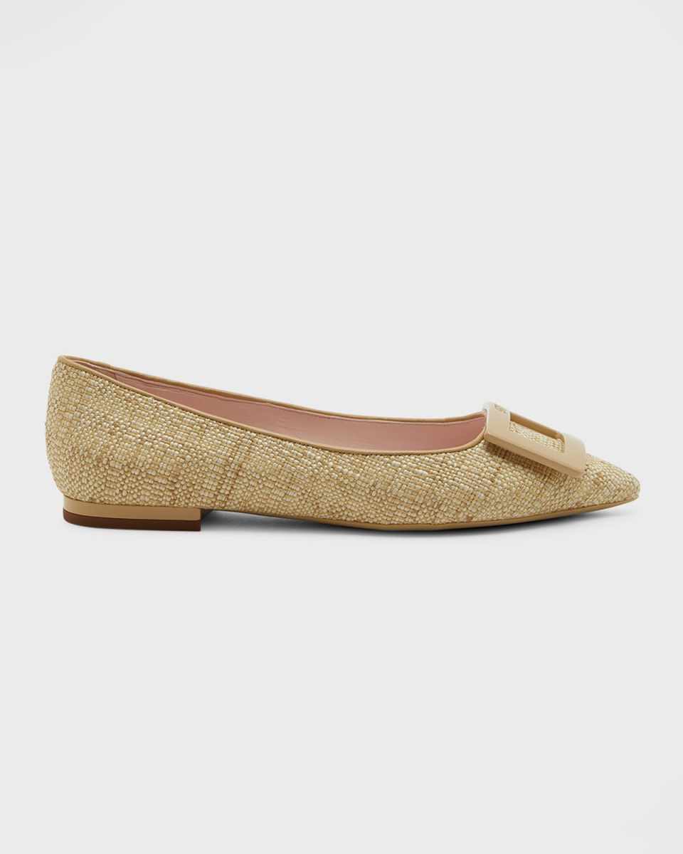 Gommettine Raffia Buckle Ballerina Flats