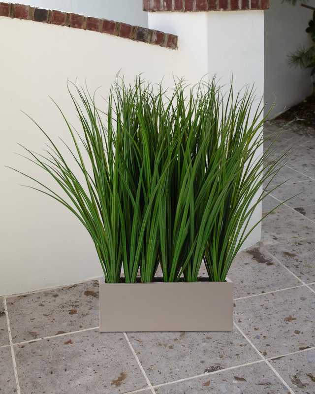 Faux Grass In Grey Trough, 38"T