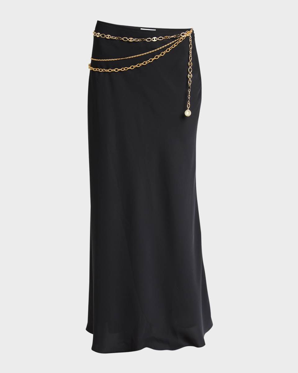 Draped Chain Maxi Skirt