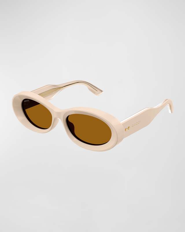 Beveled Acetate Oval Sunglasses