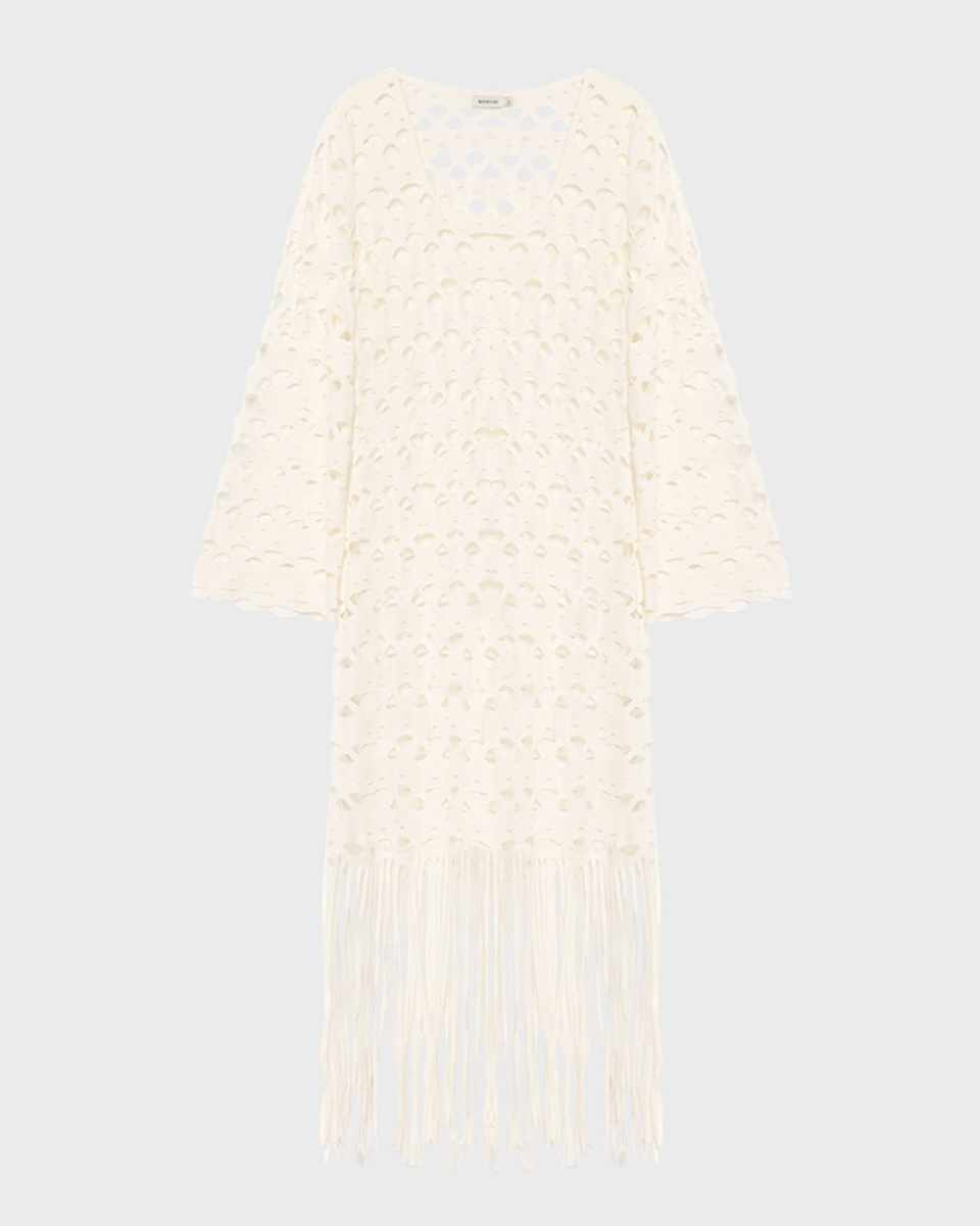 Pierce Long-Sleeve Fringe Maxi Dress