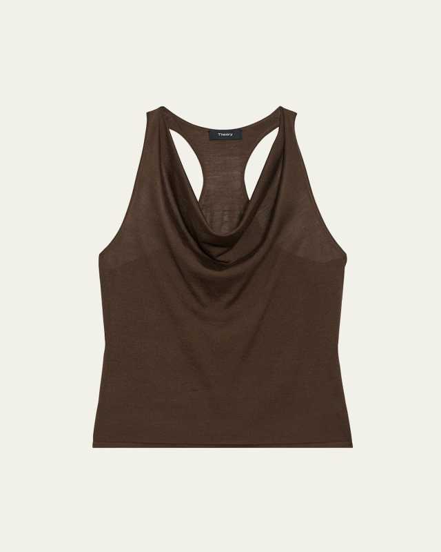 Cowl Racerback Silk Tank Top