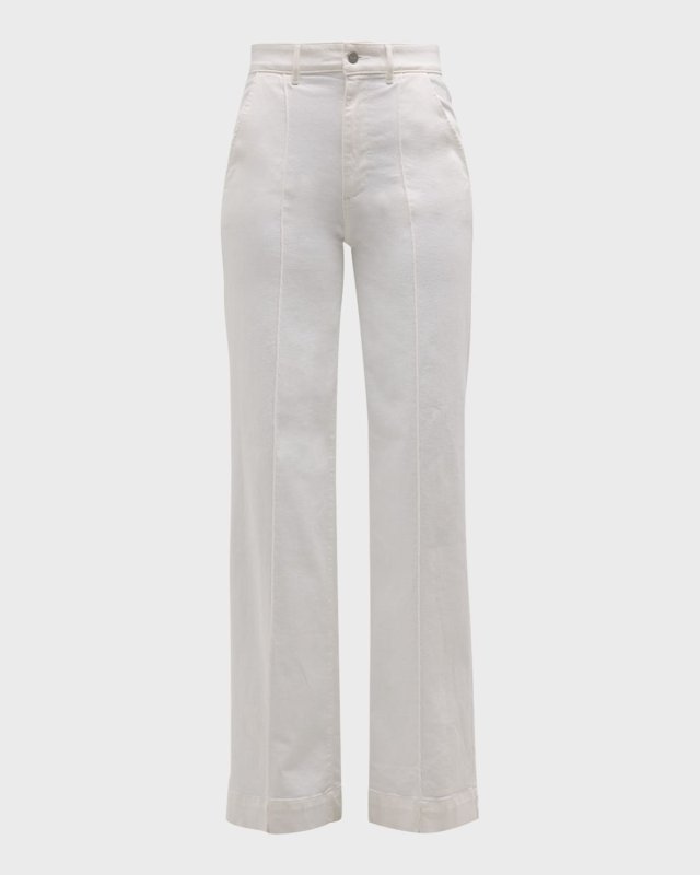 Sasha Wide-Leg Pintuck Denim Trousers