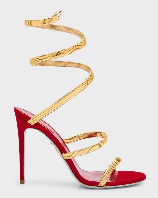 Omega Suede Copper Snake Spiral Sandals