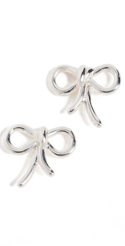 Madewell Mini Bow Stud Earrings Polished Silver