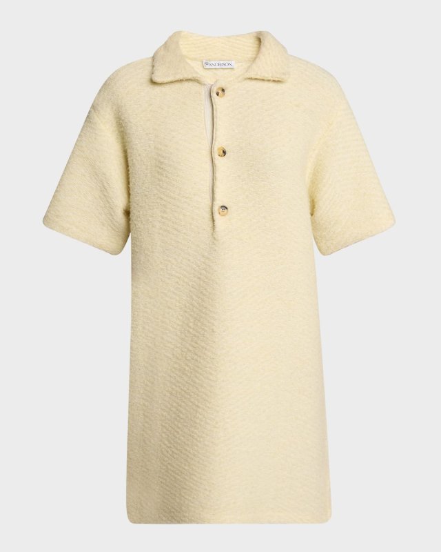 Short Sleeve Wool Polo Mini Dress