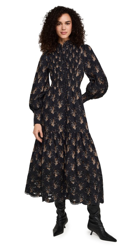 byTiMo Poplin Midi Dress Midnight Paisley
