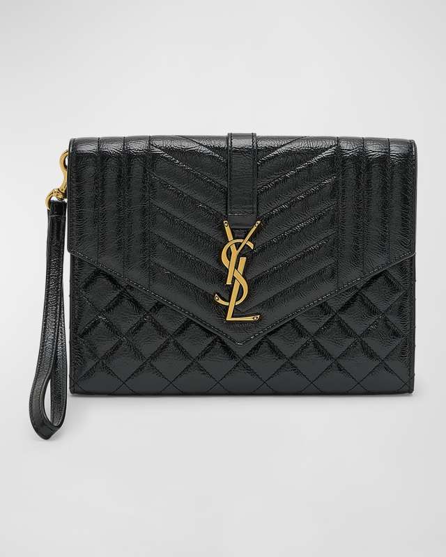 YSL Flap Leather Pouch Clutch Bag