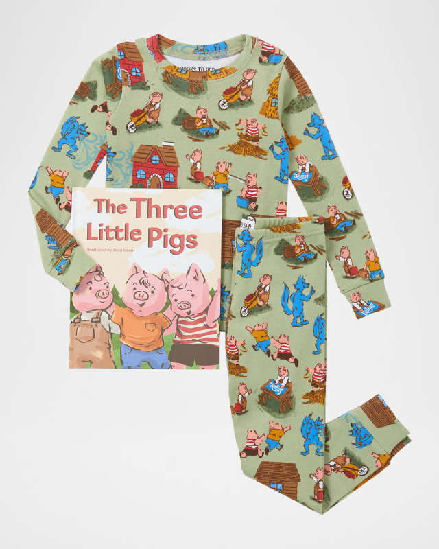Kid's The Three Little Pigs Book & Pajama Gift Set, Size 2-7