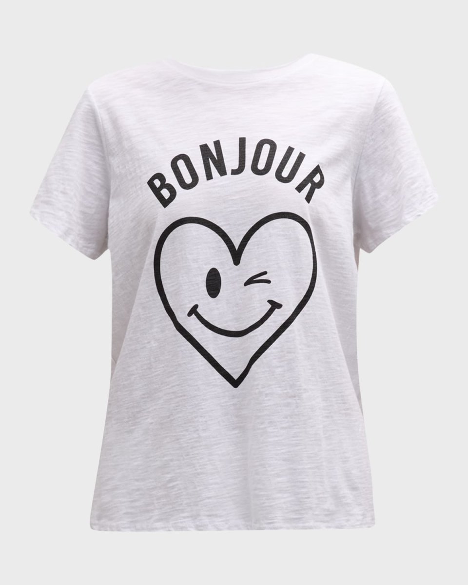 Bonjour Smiling Heart Short-Sleeve Cotton T-Shirt