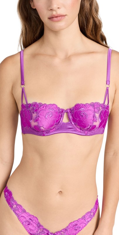 Fleur du Mal Rose Logo Embroidery Balconette Pink Iris
