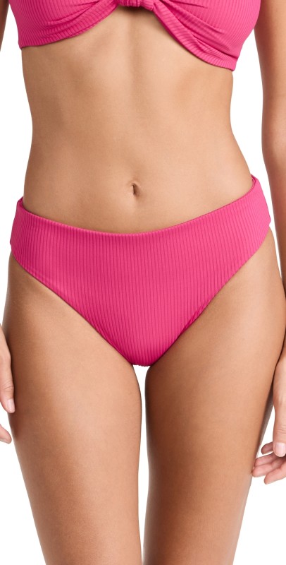 Nomads Playa Bikini Bottoms Raspberry Rib Knit