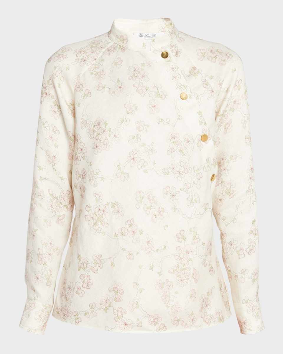 Klara Cherry Blossom Linen Blouse