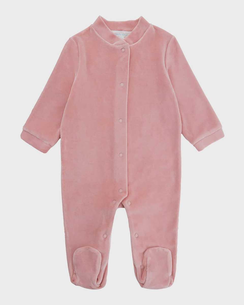 Girl's Velour Golden Angel Wing Footie Pajamas, Size Newborn-18