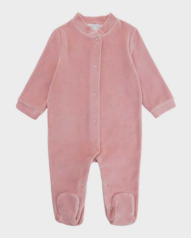 Girl's Velour Golden Angel Wing Footie Pajamas, Size Newborn-18