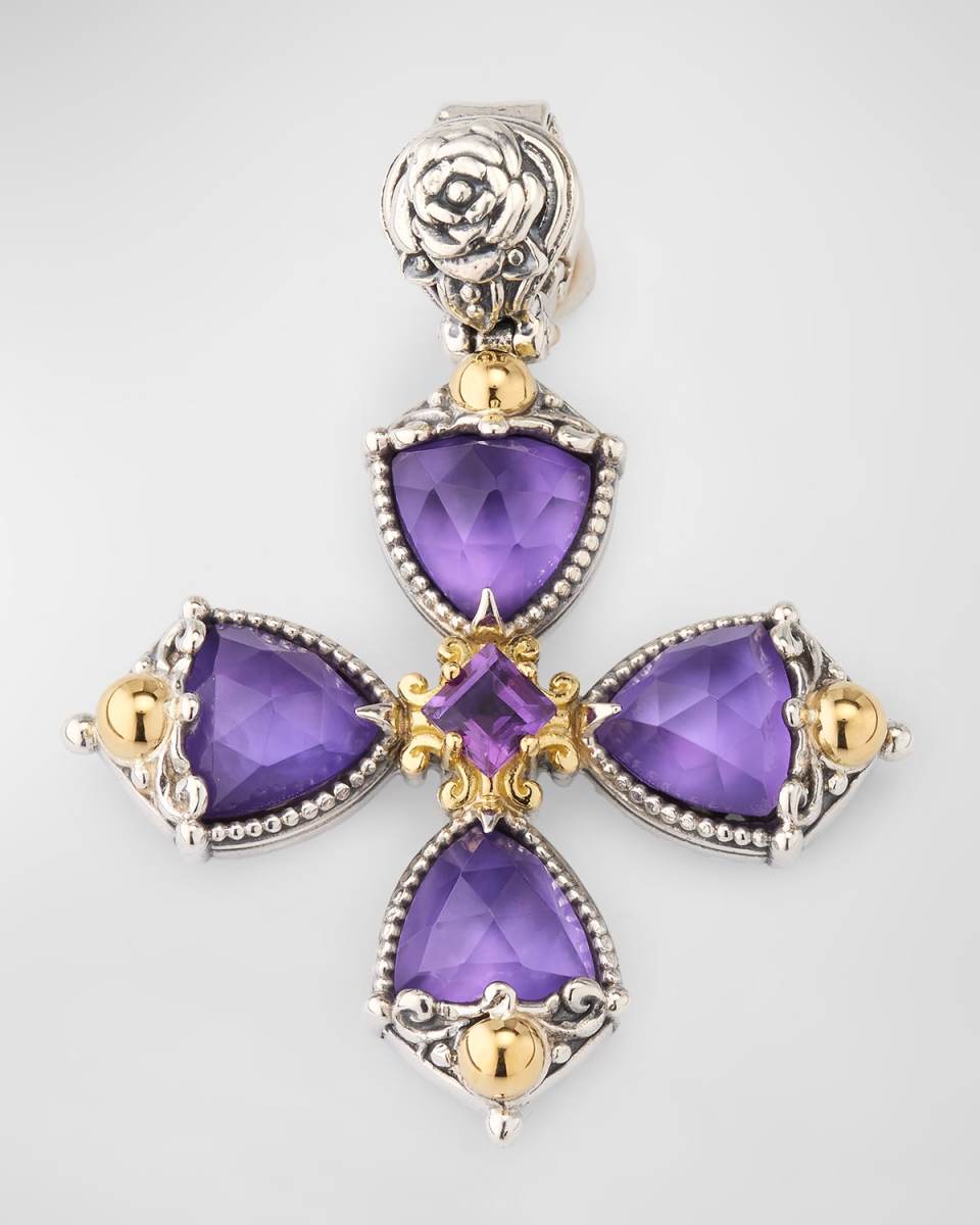 Gen K 2 Sterling Silver and 18K Gold Amethyst/Crystal Pendant