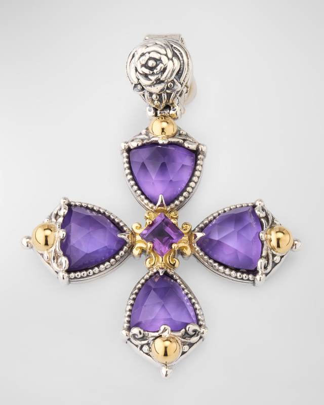Gen K 2 Sterling Silver and 18K Gold Amethyst/Crystal Pendant