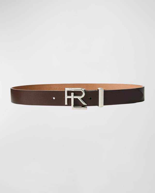 RL Logo Leather Belt, Mediu