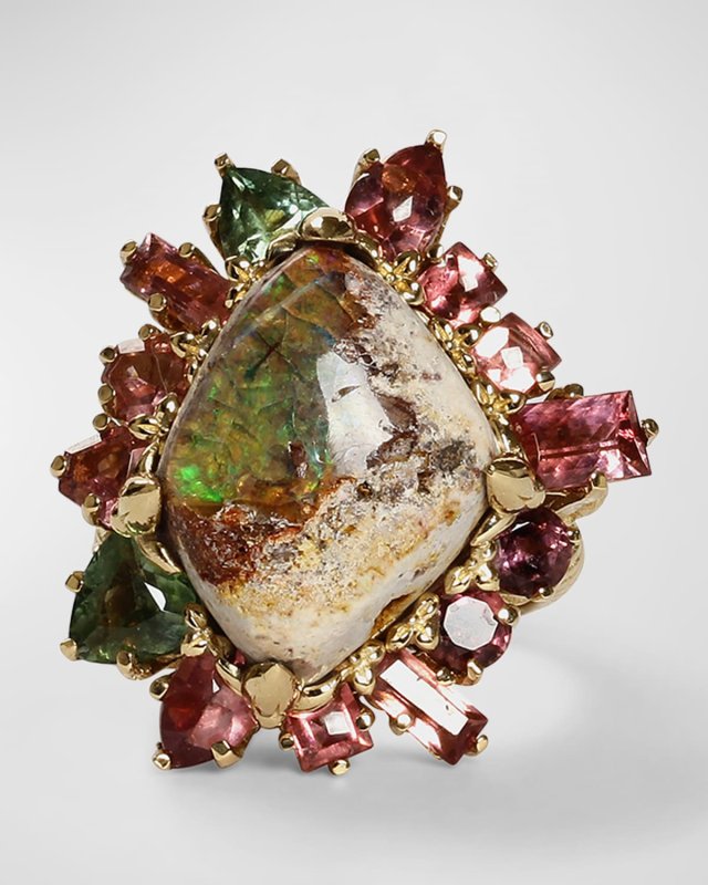 Matrix Opal and Tourmaline Ring