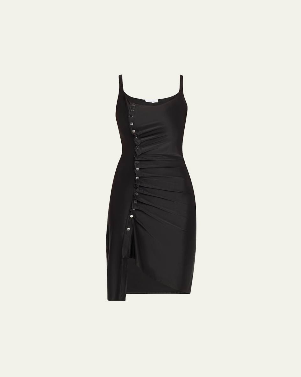 Side Button Snap Body-Con Mini Dress