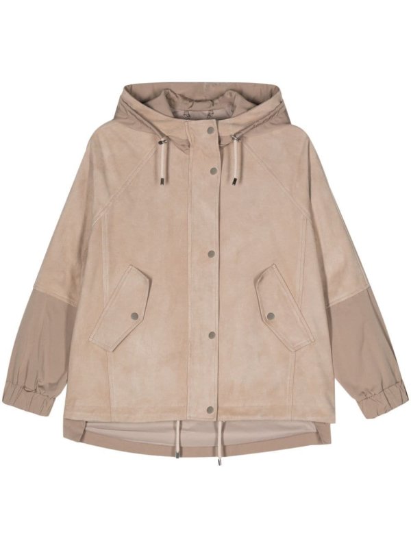 suede hooded jacket