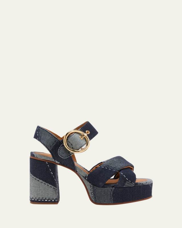 Joei Patchwork Denim Platform Sandals