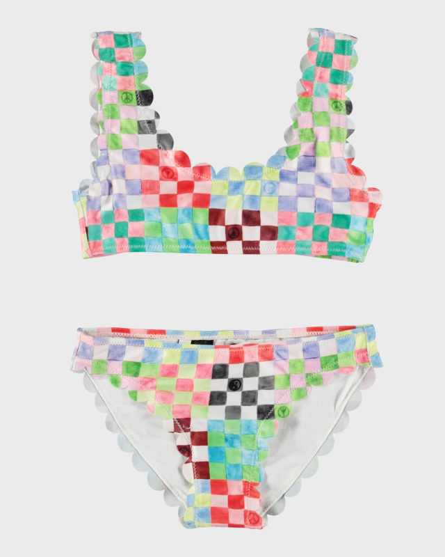 Girl's Nolina Scallop-Trim Bikini, Size 7-14