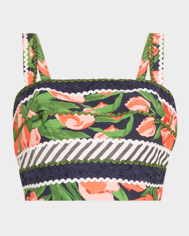 Floral Guipure Lace Ric Rac Crop Top