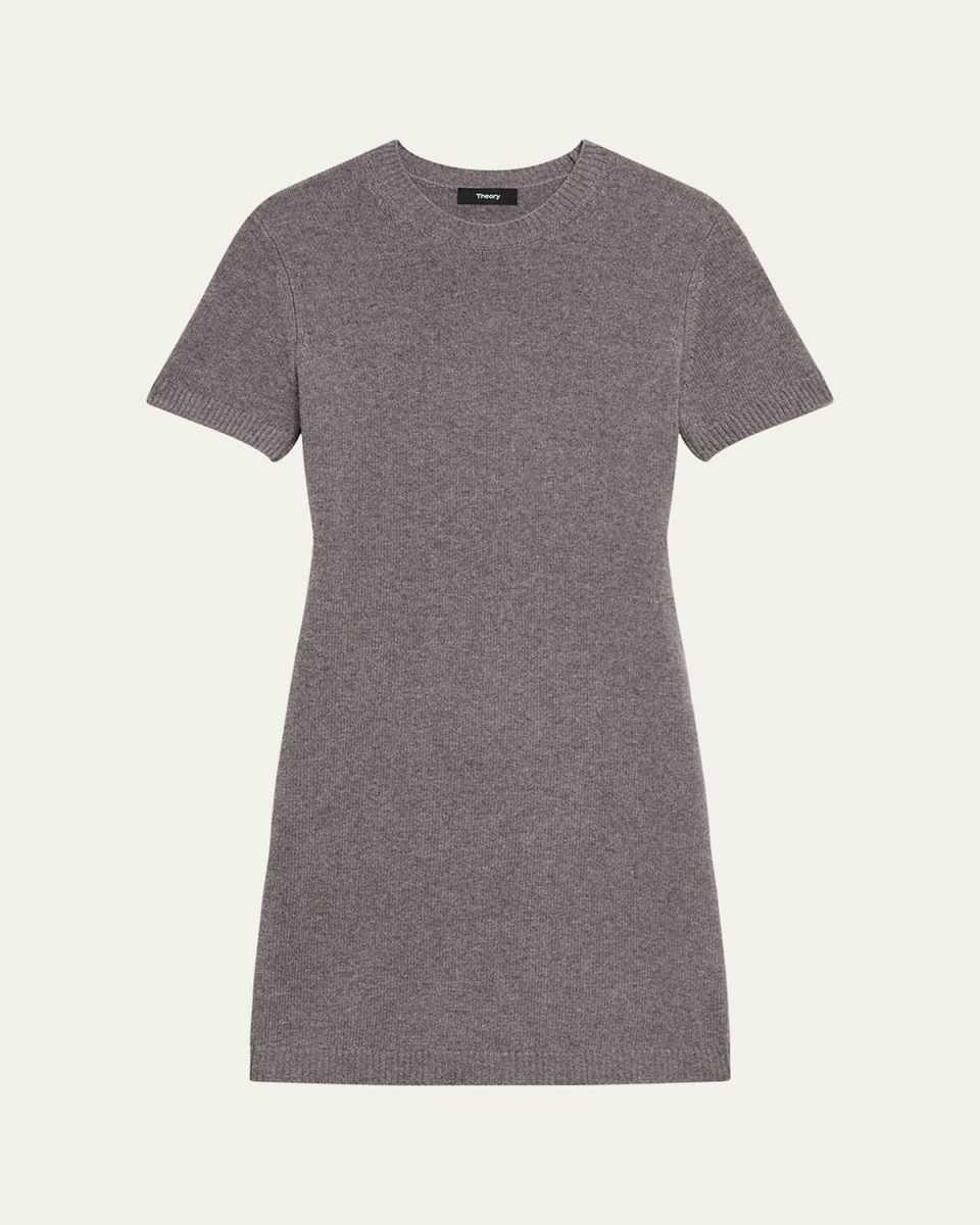 Crewneck Felted Wool-Cashmere Mini Sweater Dress
