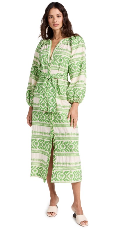 Johanna Ortiz Rimarima Tunic Dress Tropic Ecru/Jade