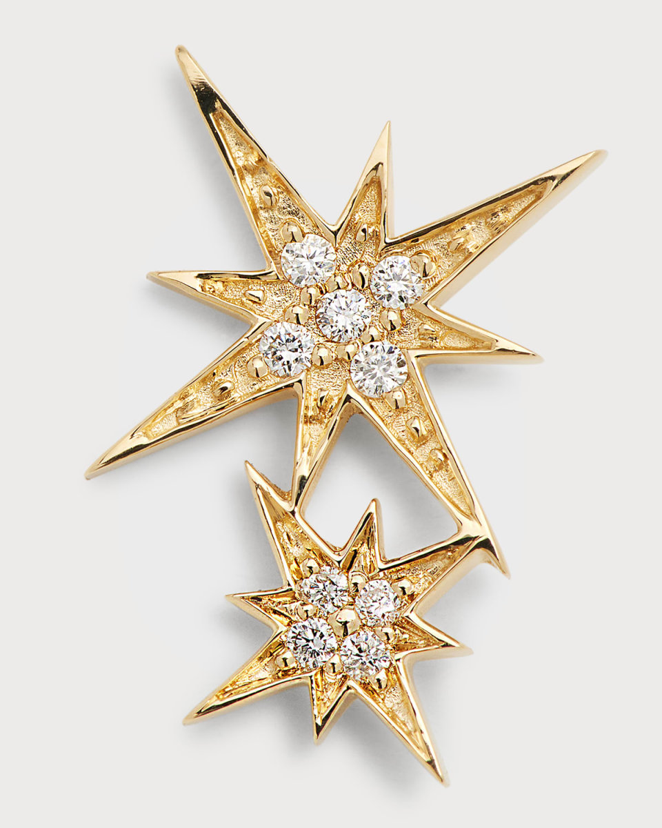 14k Pave Diamond Double Starburst Stud Earring
