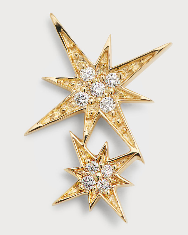 14k Pave Diamond Double Starburst Stud Earring