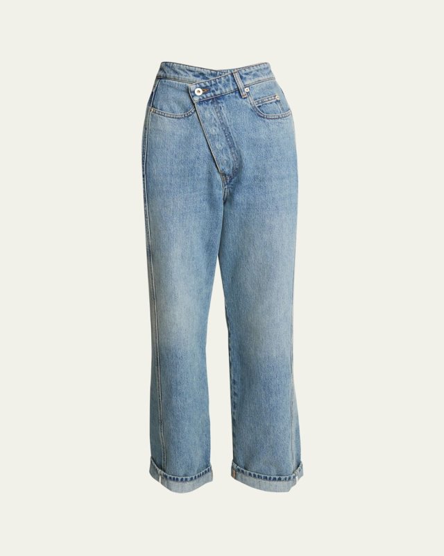 Deconstructed Criss-Cross Waistband Jeans