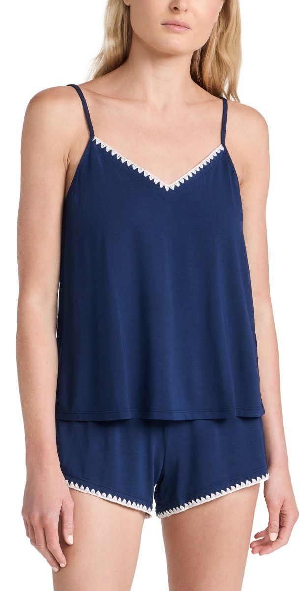 Eberjey Frida - The Whip Stitch Cami & Short Set Navy/Ivory