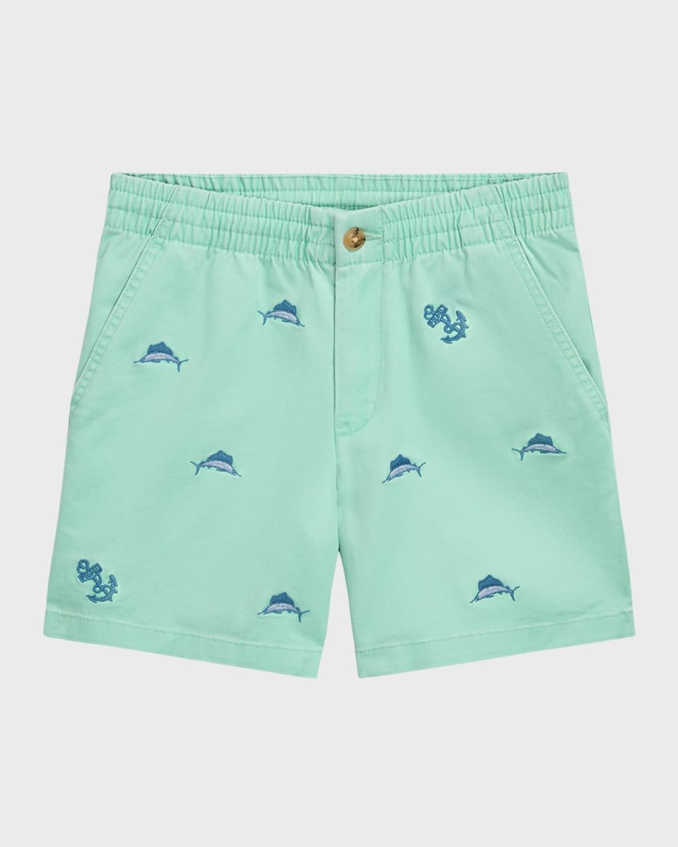Boy's Embroidered Marlin Fish Shorts, Size 8-