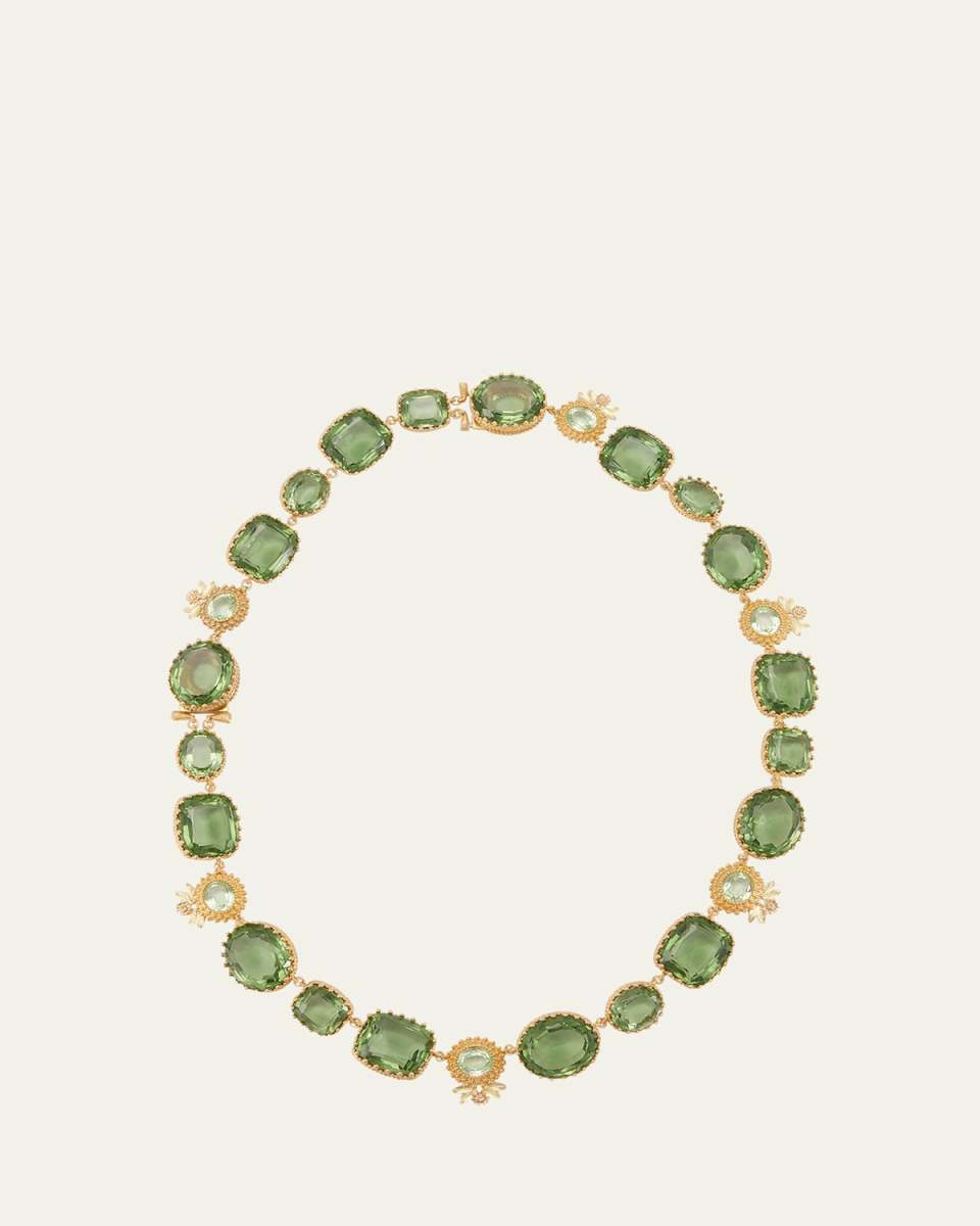 18K Yellow, Rose and Green Gold Pierreries Necklace with Prasiolite