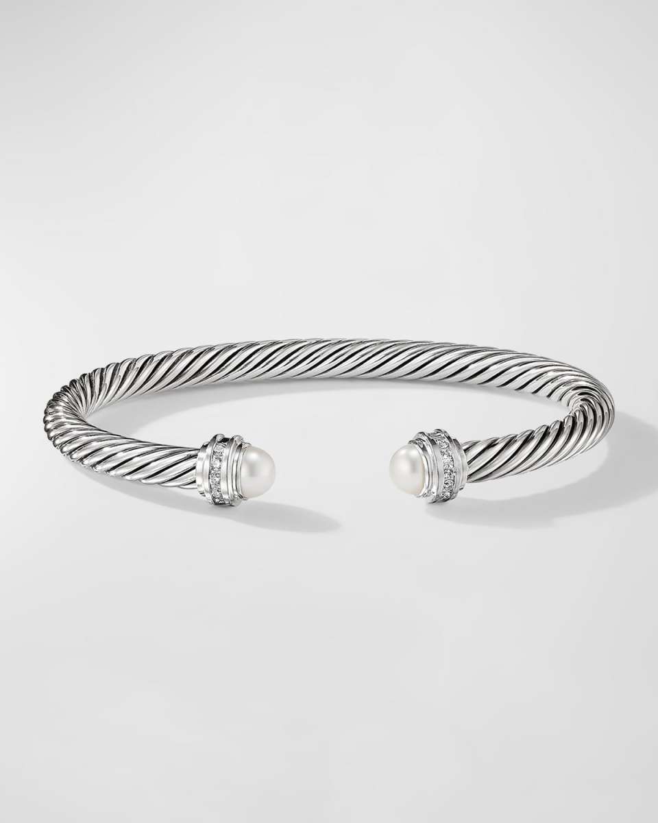 Cable Bracelet with Gemstones in Silv