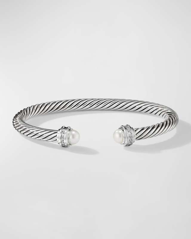 Cable Bracelet with Gemstones in Silv