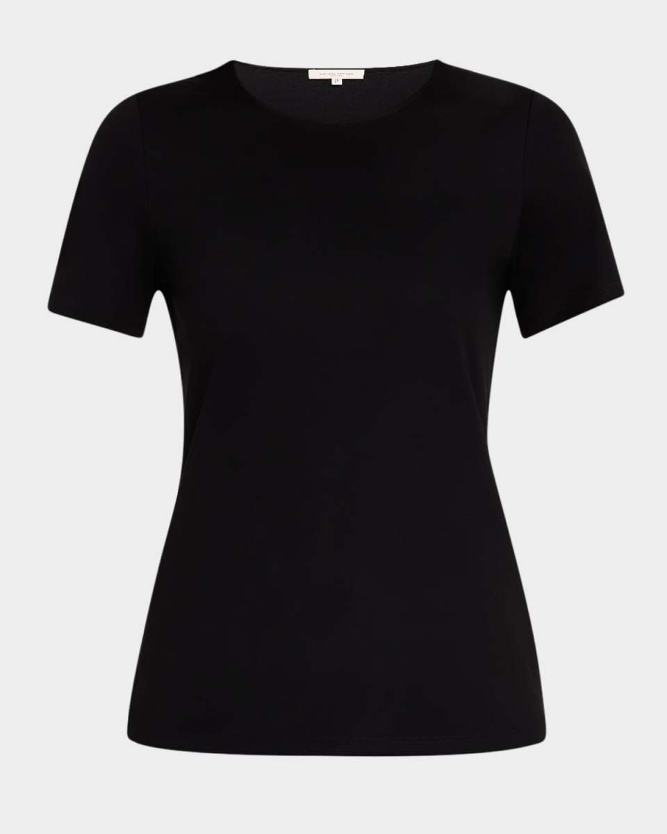 Ribbed Crewneck Cotton T-Shirt