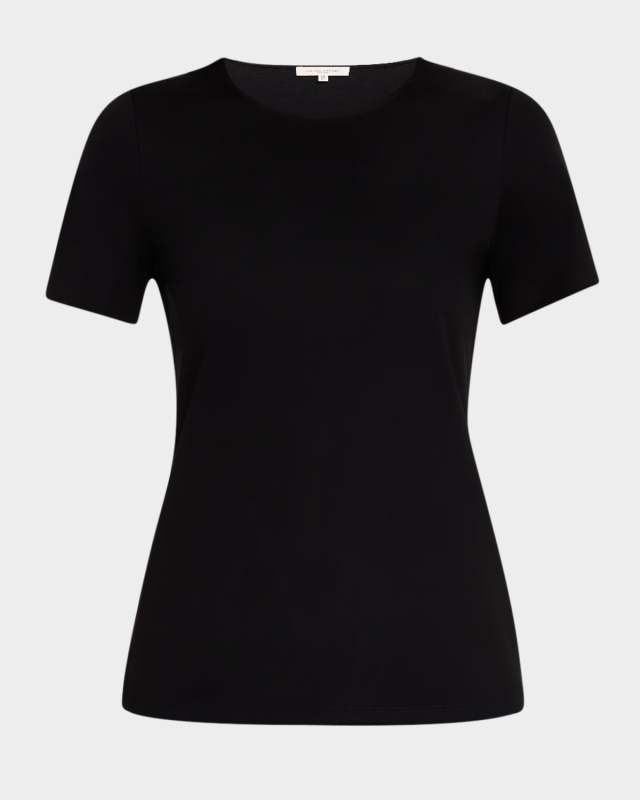 Ribbed Crewneck Cotton T-Shirt